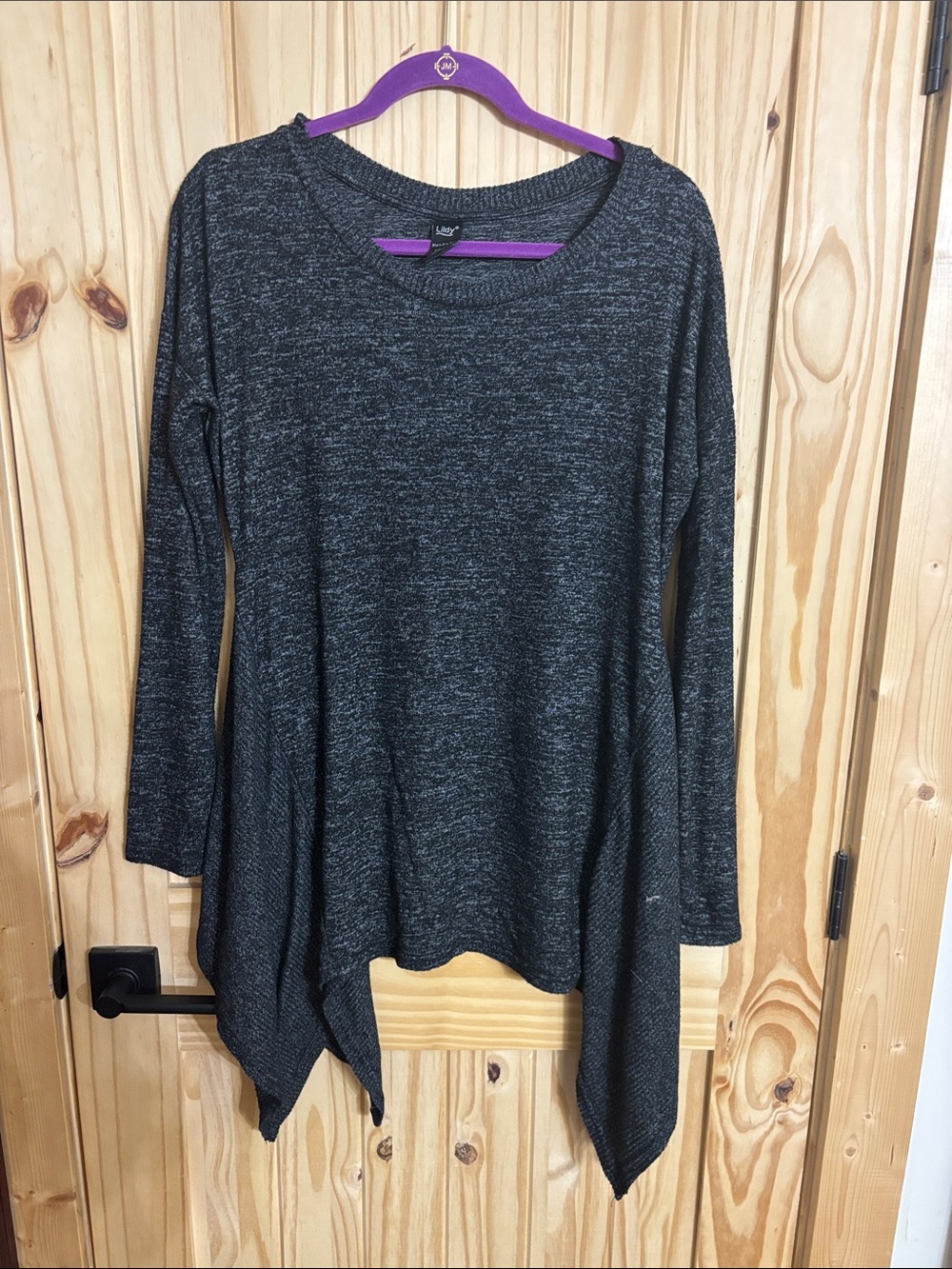 Relaxed Fit Dark Gray Asymmetric Tunic Top